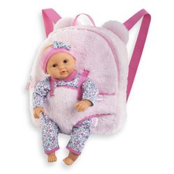 Sac porte poupon peluche rose