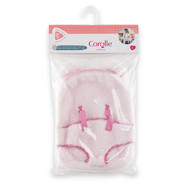 Sac porte poupon peluche rose