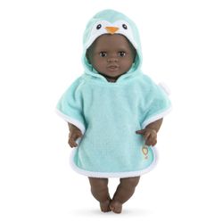 Cape de bain pingouin pour poupon de 30 cm