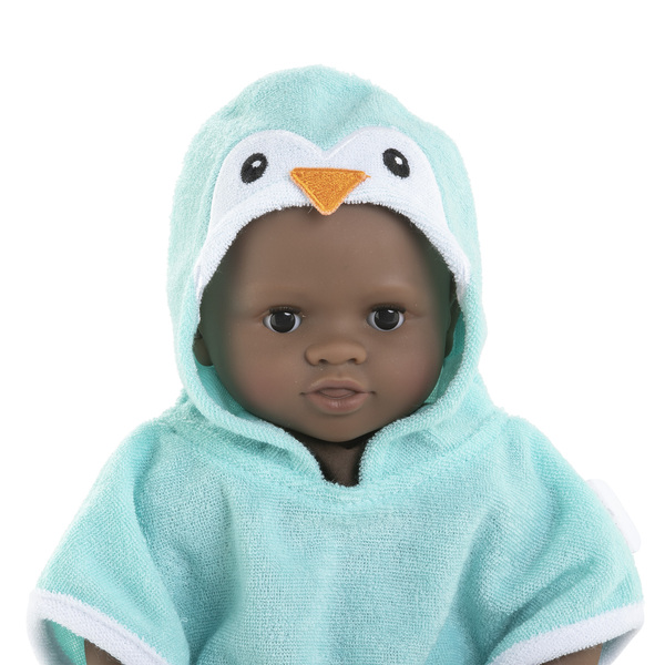 Cape de bain pingouin pour poupon de 30 cm