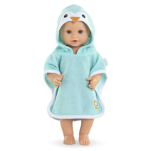 Cape de bain pingouin pour poupon de 36 cm