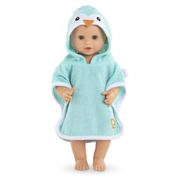 Cape de bain pingouin pour poupon de 36 cm
