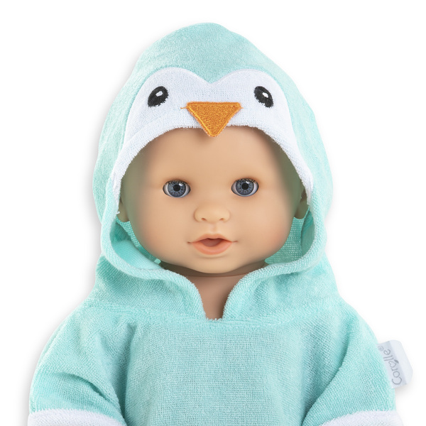 Cape de bain pingouin pour poupon de 36 cm
