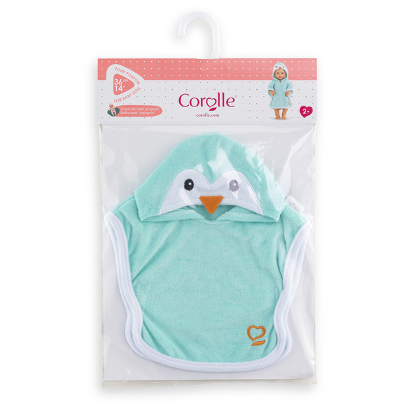 Cape de bain pingouin pour poupon de 36 cm