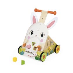 Chariot de marche en bois multi-activités - Lapin