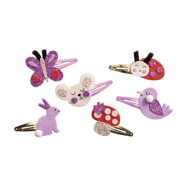 6 barrettes pailletées jardin fleuri