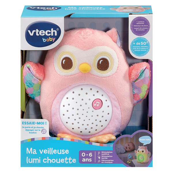 Veilleuse lumi chouette rose