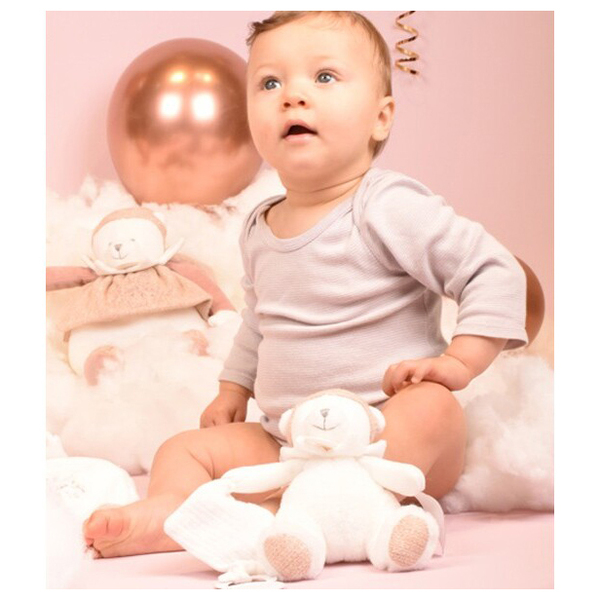 Ours avec attache-sucette rose Collection anniversaire - 20cm 