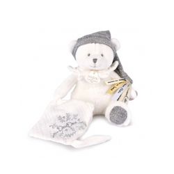 Doudou attache-sucette ours gris 20cm - Collection anniversaire