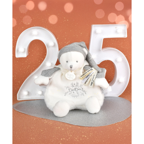 Doudou plat ours gris 25cm - Collection anniversaire