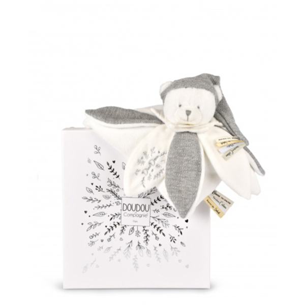 Doudou plat pétales ours gris 25cm - Collection anniversaire