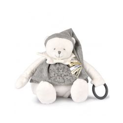 Peluche d'activités bébé ours gris 30cm - Collection anniversaire