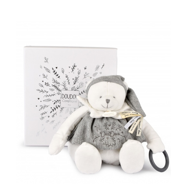 Peluche d activités bébé ours gris 30cm - Collection anniversaire