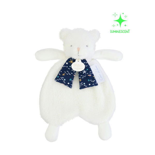 Doudou plat Ours luminescent Clair de lune 26cm