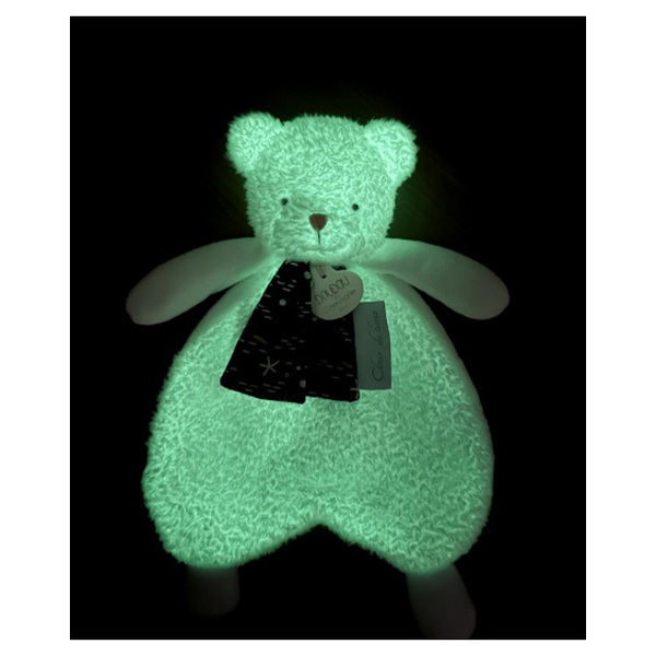 Doudou plat Ours luminescent Clair de lune 26cm