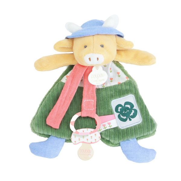 Doudou attache-sucette vache Aneth 19cm