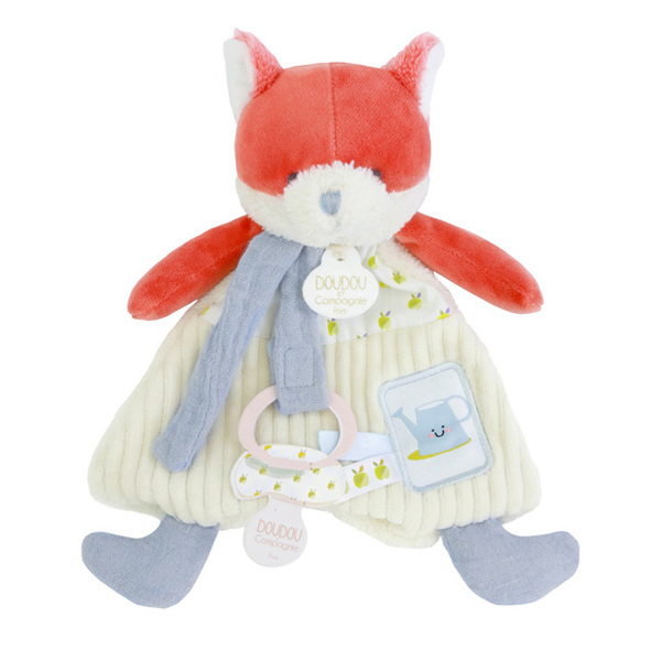 Doudou attache-sucette renard Romarin 19cm