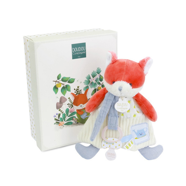 Doudou attache-sucette renard Romarin 19cm