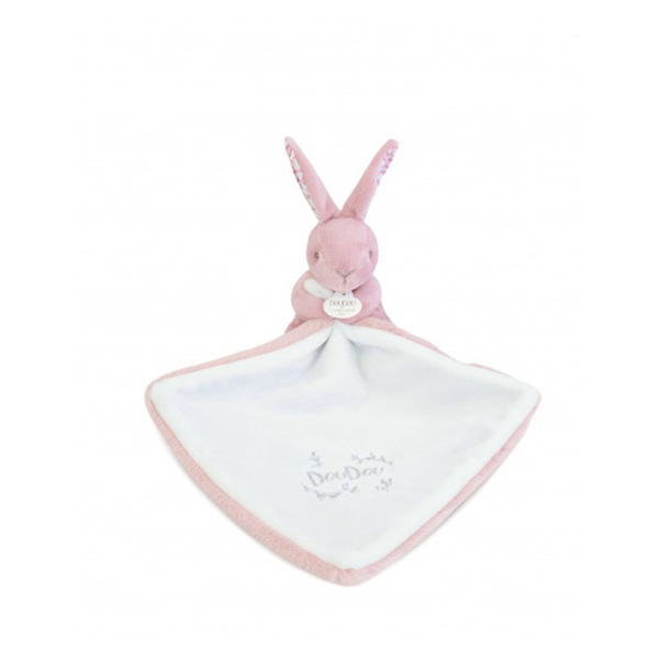 Doudou lapin mouchoir 10cm - rose
