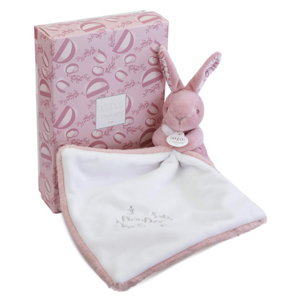Doudou lapin mouchoir 10cm - rose