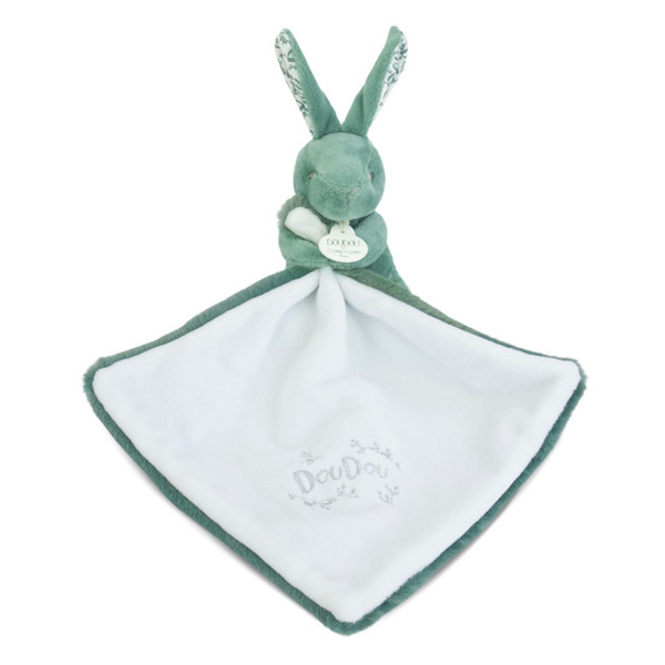 Doudou lapin mouchoir 10cm - vert sauge