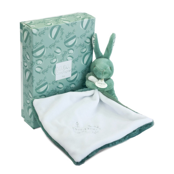 Doudou lapin mouchoir 10cm - vert sauge