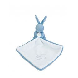 Doudou lapin mouchoir 10cm - bleu