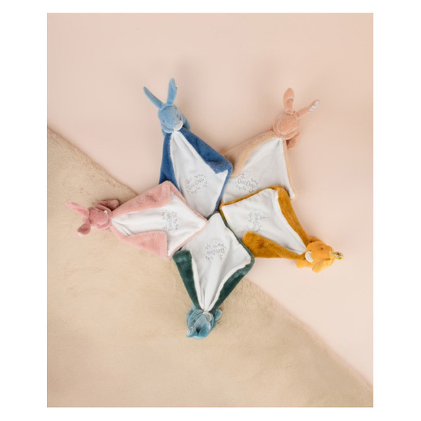 Doudou lapin mouchoir 10cm - bleu