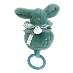Peluche Lapin doudou boîte à musique - vert sauge