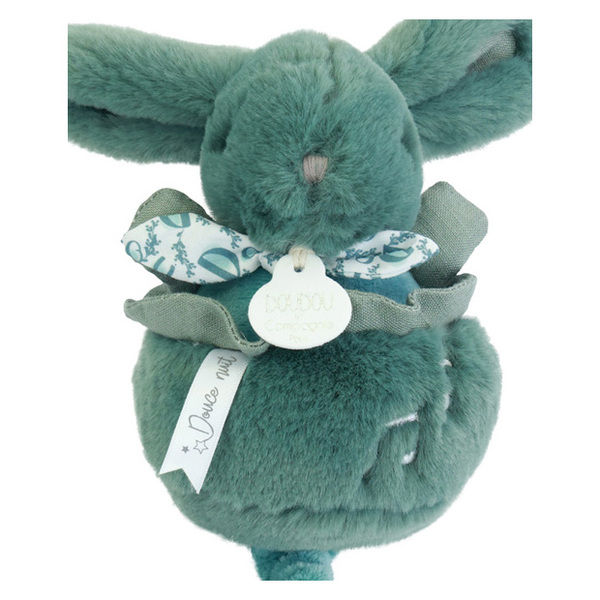 Peluche Lapin doudou boîte à musique - vert sauge