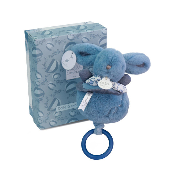 Peluche Lapin doudou boîte à musique - bleu