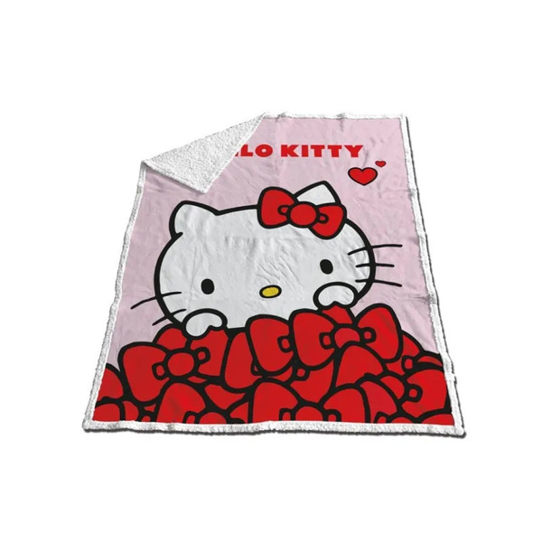 Plaid polaire en sherpa Hello Kitty 130x170cm
