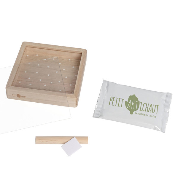 Boîte à empreinte en bois Cœur
