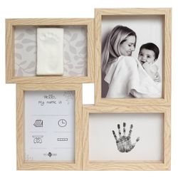 Cadre pêle-mêle en bois photo et empreinte Ivy grey
