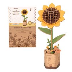 Puzzle fleur 3D en bois - Tournesol (86 pièces)