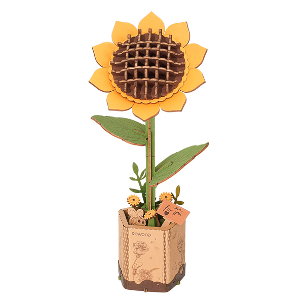 Puzzle fleur 3D en bois - Tournesol (86 pièces)