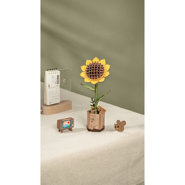 Puzzle fleur 3D en bois - Tournesol (86 pièces)