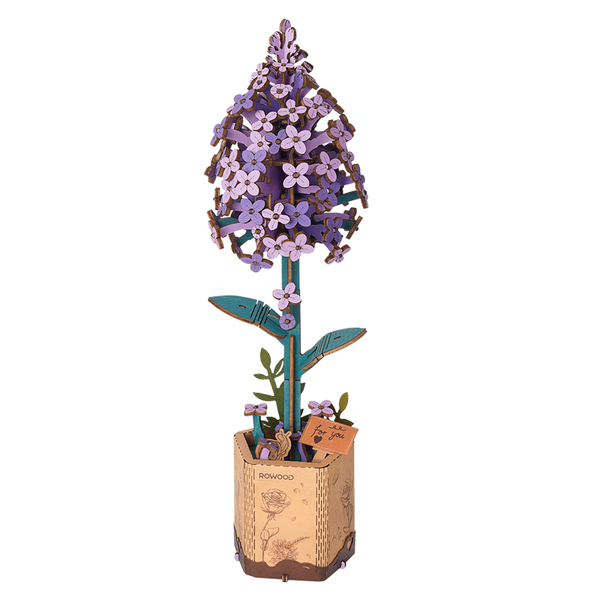 Puzzle fleur 3D en bois - Lilas (154 pièces)