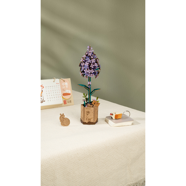 Puzzle fleur 3D en bois - Lilas (154 pièces)