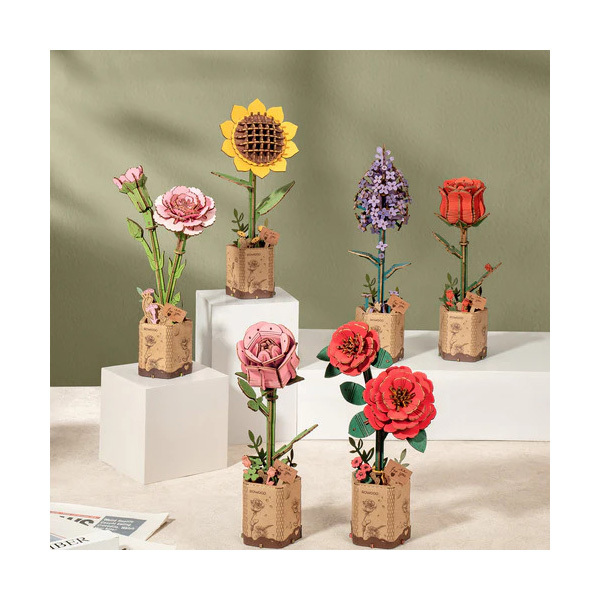 Puzzle fleur 3D en bois - Lilas (154 pièces)