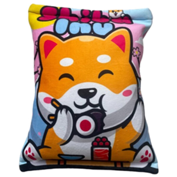 Coussin peluche kawaii avec 6 mini shibas