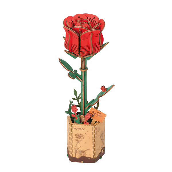 Puzzle fleur 3D en bois - Rose rouge (106 pièces)