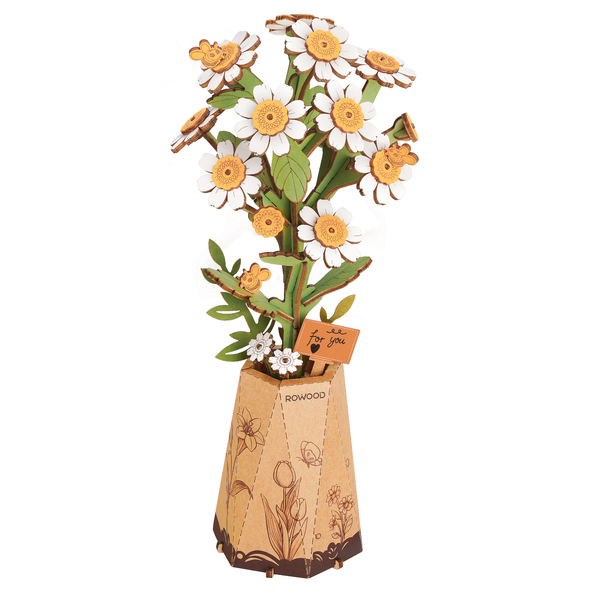 Puzzle fleur 3D en bois - Camomille (101 pièces)