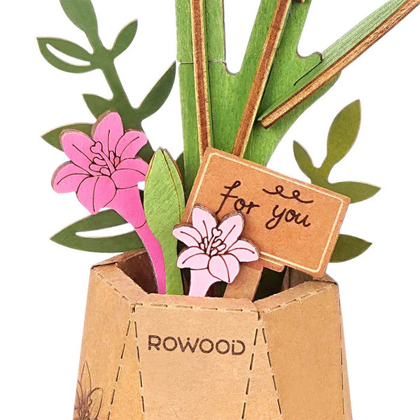 Fleur en bois DIY - Fleur de lys rose (73 pièces)