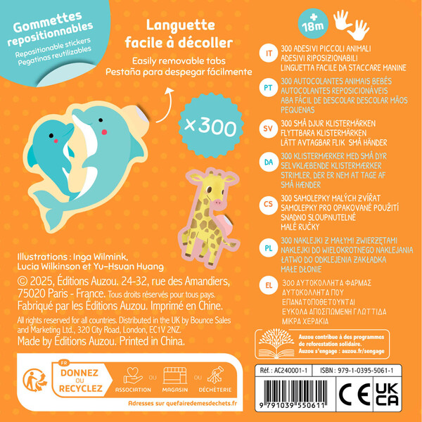 300 gommettes bébés animaux