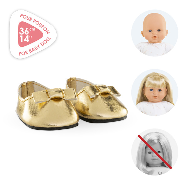 Ballerines dorées - Poupon 36cm