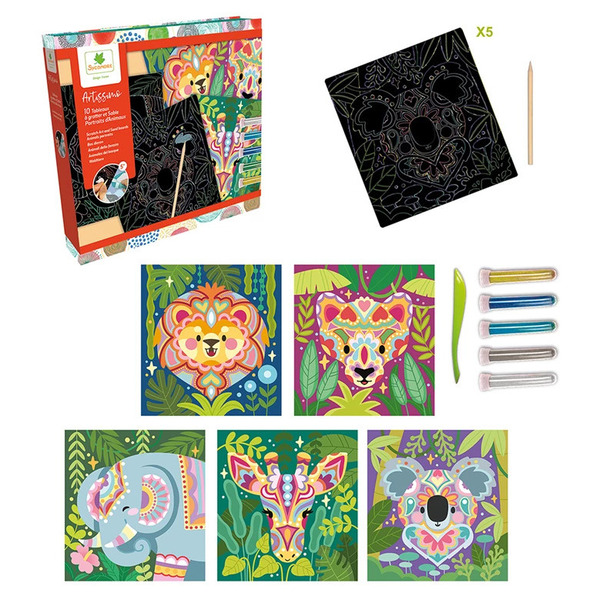 Tableaux à gratter - Portraits d animaux