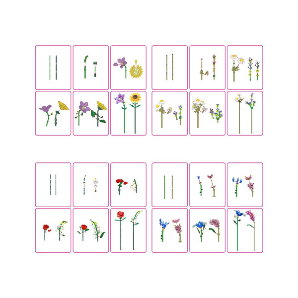 Coffret 4 boules Zuru MAX - Fleurs sur tiges (896 briques)