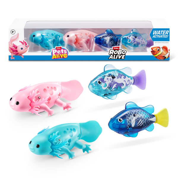 Pack 2 Axolotls et 2 poissons nageurs Pets Alive