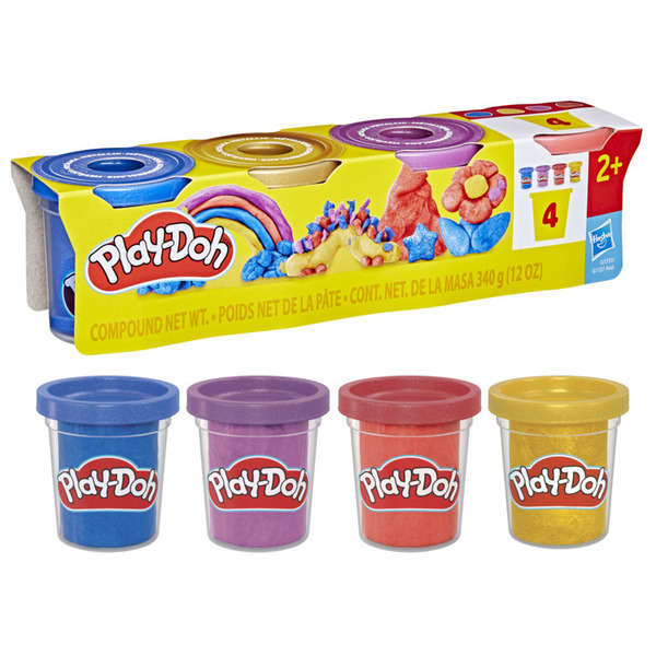 Play-Doh - Pack de 4 pots de pâte à modeler à reflets métalliques